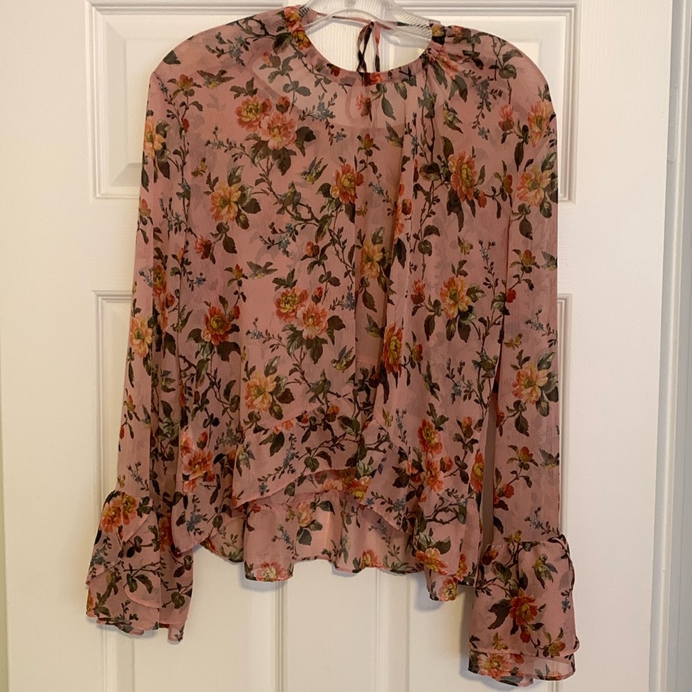 Topshop pink floral blouse
